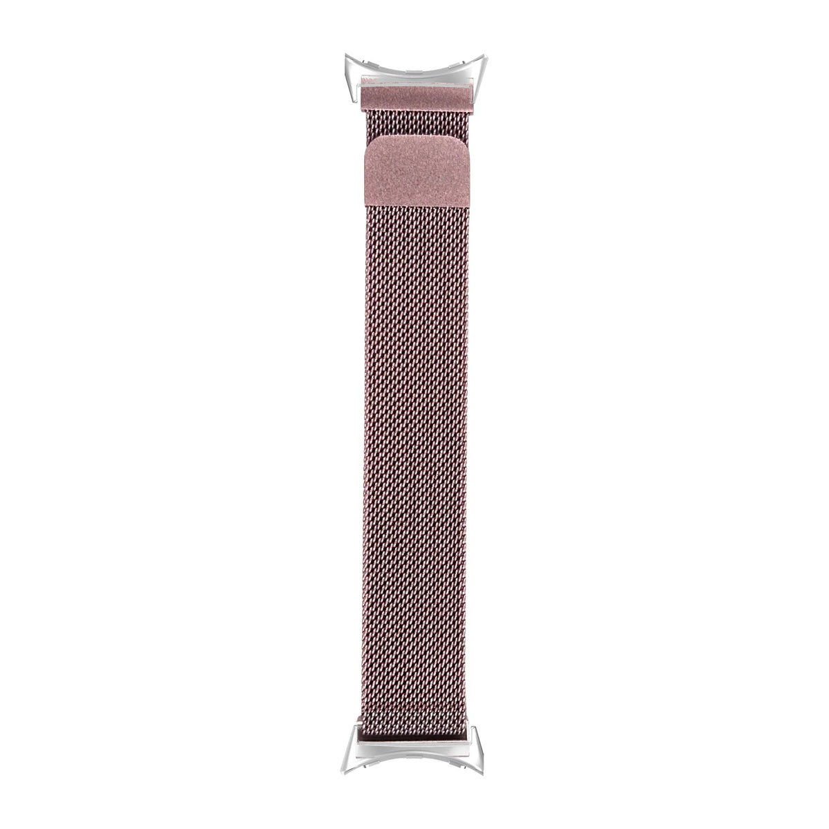 Milanese - Rose Pink Silver with Google Pixel Spring Bar Adapters - Wear Any 20mm Strap! for Pixel Watch 3-5 45mm