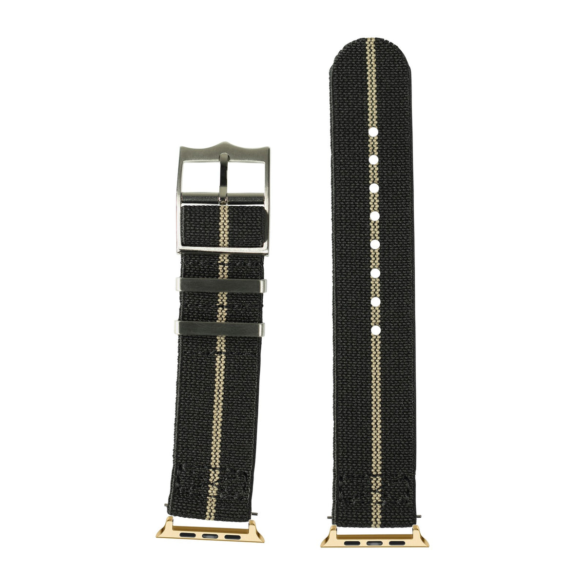 ElastoFlex - Black/Wheat Gold with Connecters - Spring Bar Type for Apple Watch