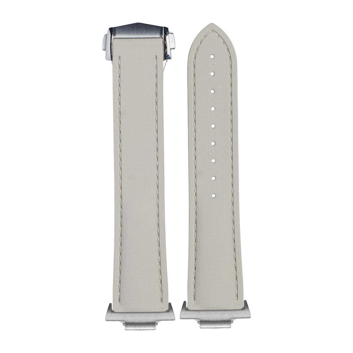 Textured FKM Rubber Beige Silver with Strap Adapter for Tissot PRX 40