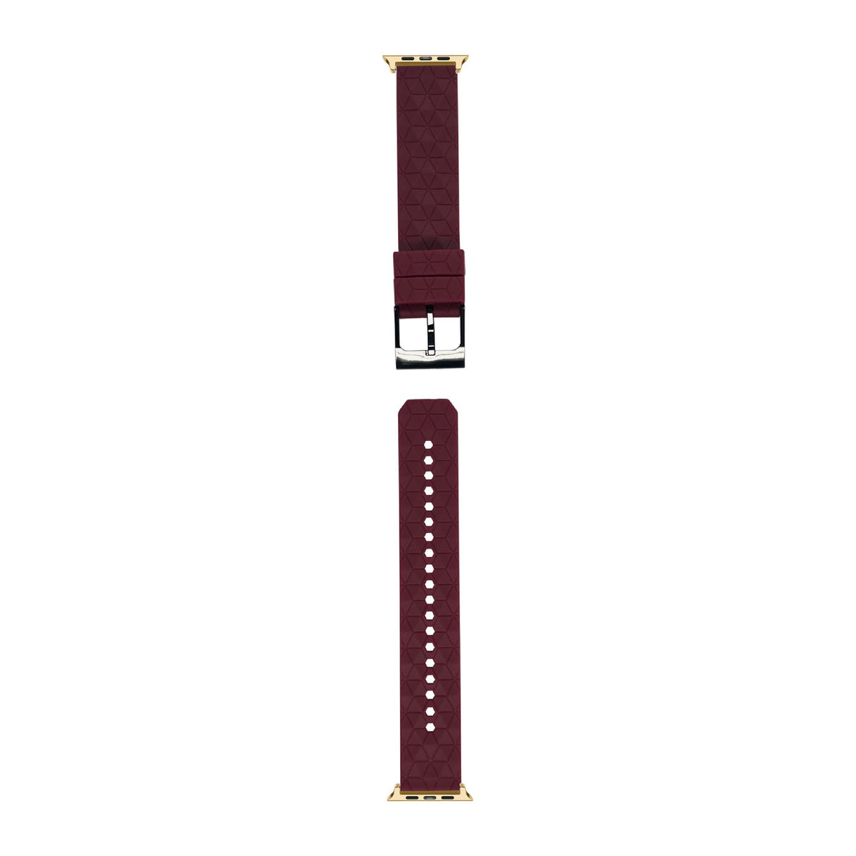 Prism Silicone [Black Hardware] Maroon Gold with Connecters - Spring Bar Type for Apple Watch