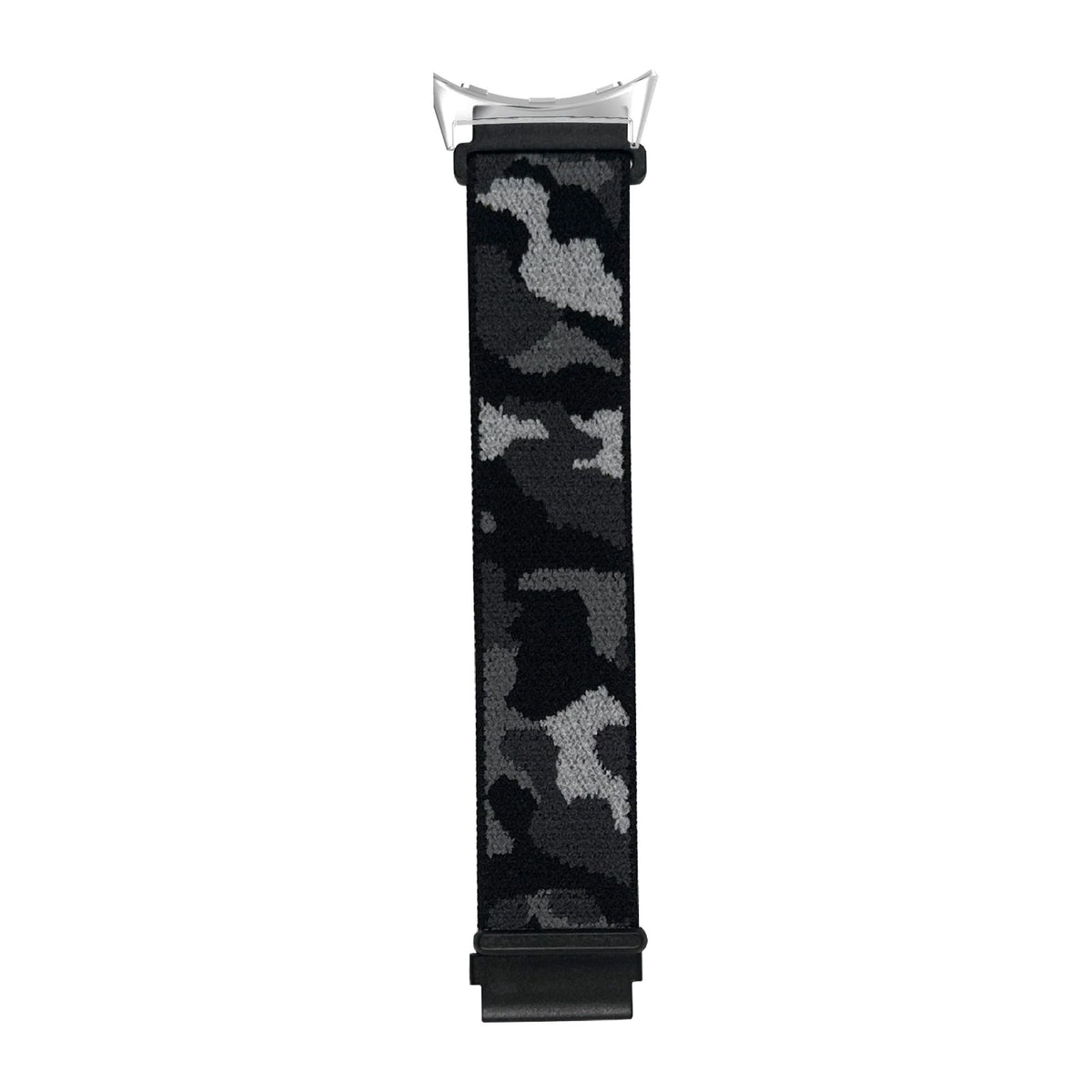 Sports Loop (Velcro) - Army Camo Black Silver with Google Pixel Spring Bar Adapters - Wear Any 20mm Strap! for Pixel Watch 3-5 45mm