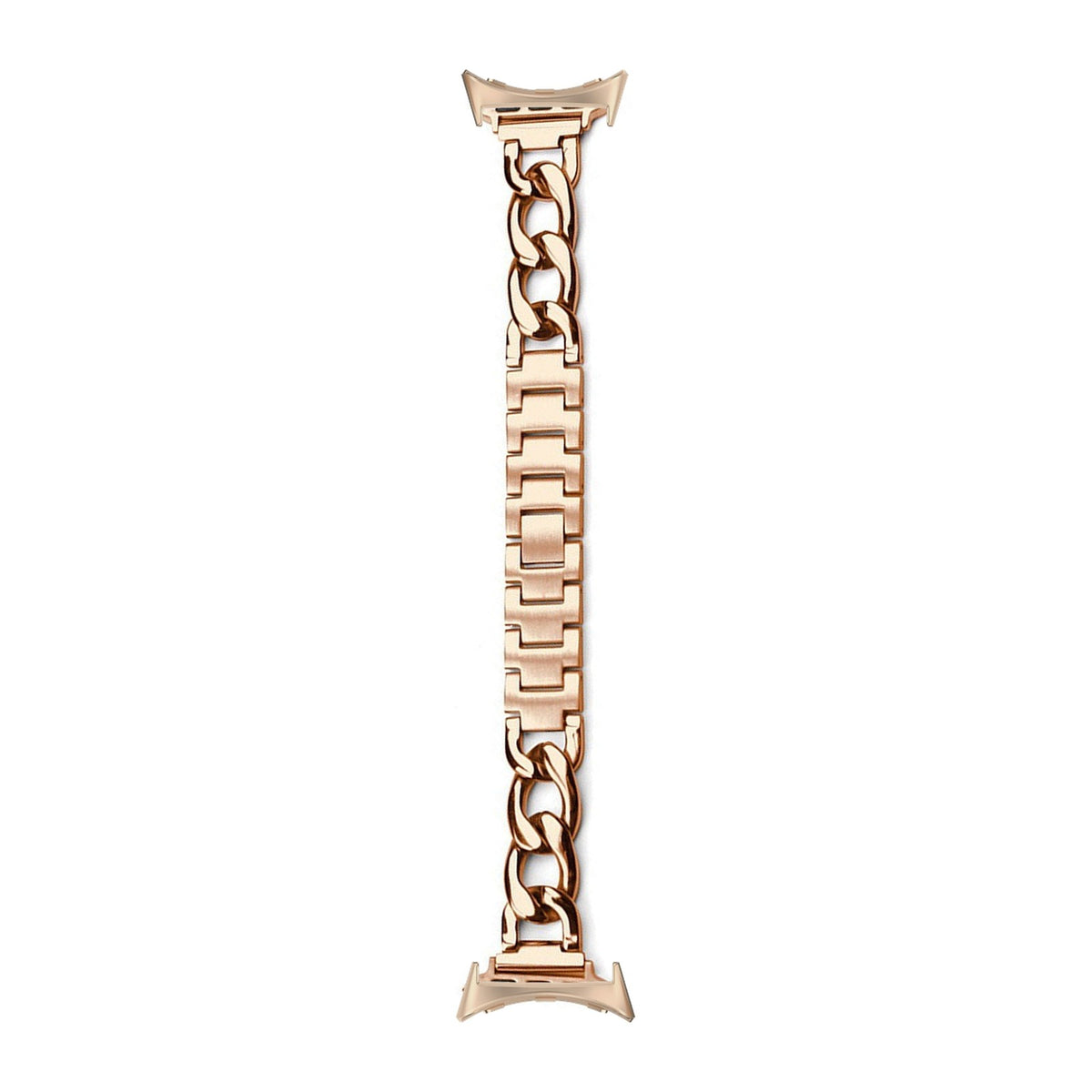 Chain Link Bracelet - Rose Gold Rose Gold with Google Pixel Spring Bar Adapters - Wear Any 20mm Strap! for Pixel Watch 3-5 45mm