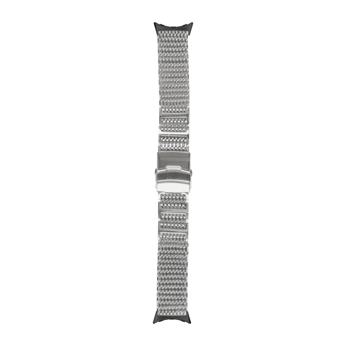 Shark Mesh Bracelet - Folding Deployant Clasp - Silver Black with Google Pixel Spring Bar Adapters - Wear Any 20mm Strap! for Pixel Watch 1-5 41mm