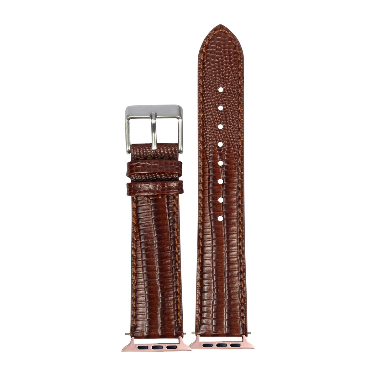 Faux Lizard - Brown Rose Gold with Connecters - Spring Bar Type for Apple Watch