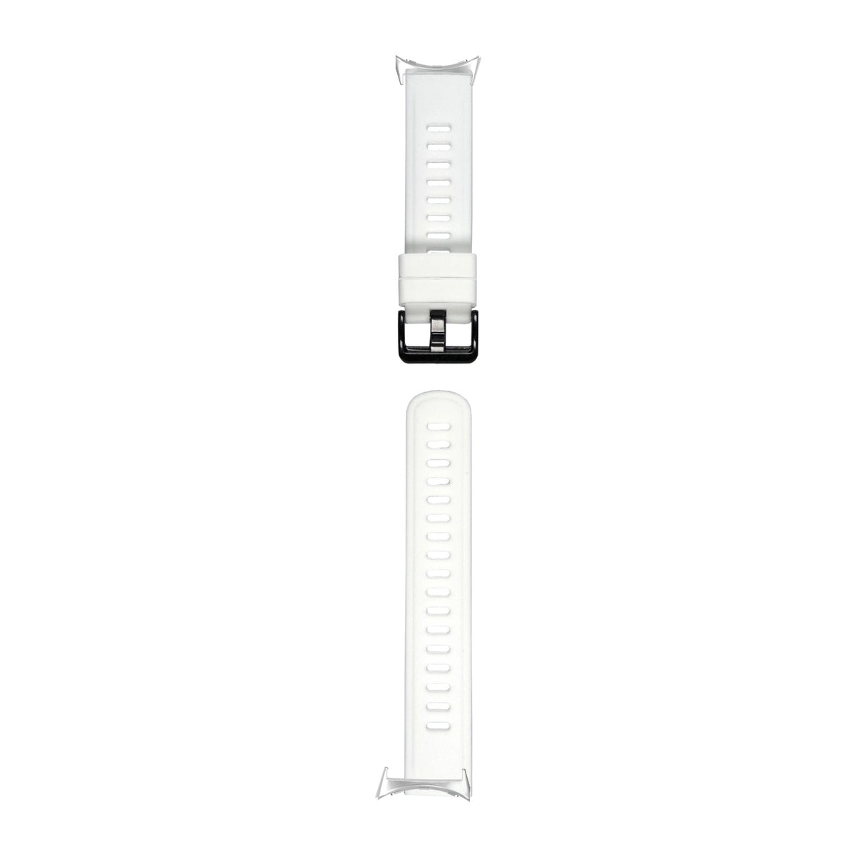 Flexi Silicone 3 White Silver with Black Hardware with Google Pixel Spring Bar Adapters - Wear Any 20mm Strap! for Pixel Watch 1-5 41mm