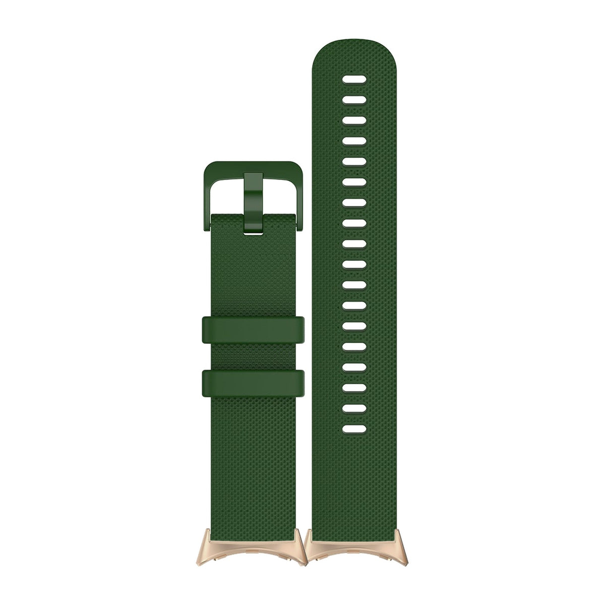 Classic Silicone Forest Green Matching Rose Gold with Google Pixel Spring Bar Adapters - Wear Any 20mm Strap! for Pixel Watch 1-5 41mm