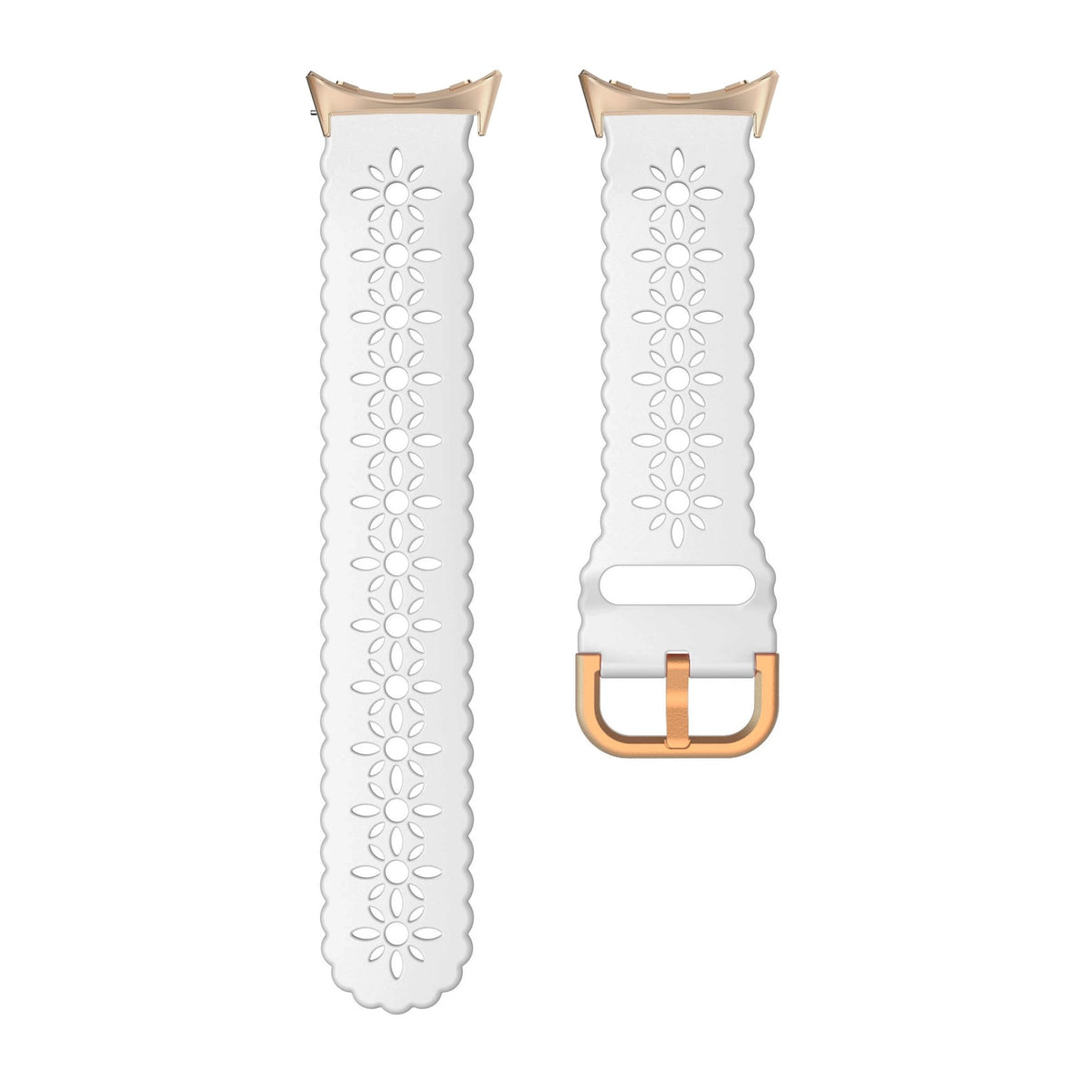 Floral Silicone [Rose Gold Hardware] Rose Gold with Google Pixel Spring Bar Adapters - Wear Any 20mm Strap! for Pixel Watch 3-5 45mm