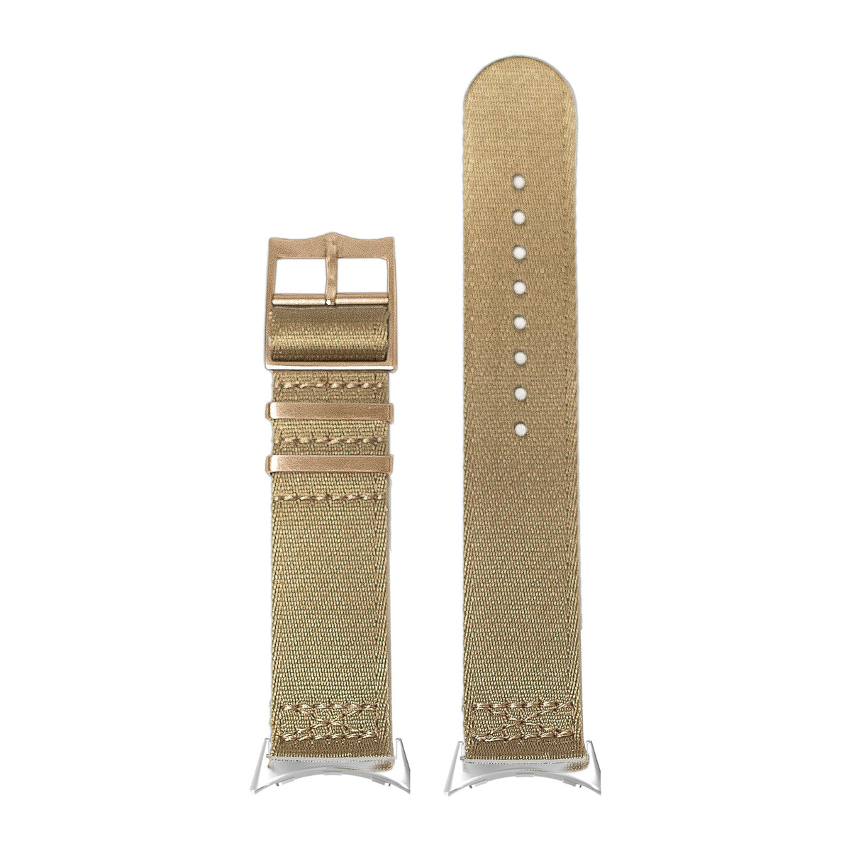Ultra Militex - Desert Sand [Rose Gold Hardware] Silver with Google Pixel Spring Bar Adapters - Wear Any 20mm Strap! for Pixel Watch 3-5 45mm