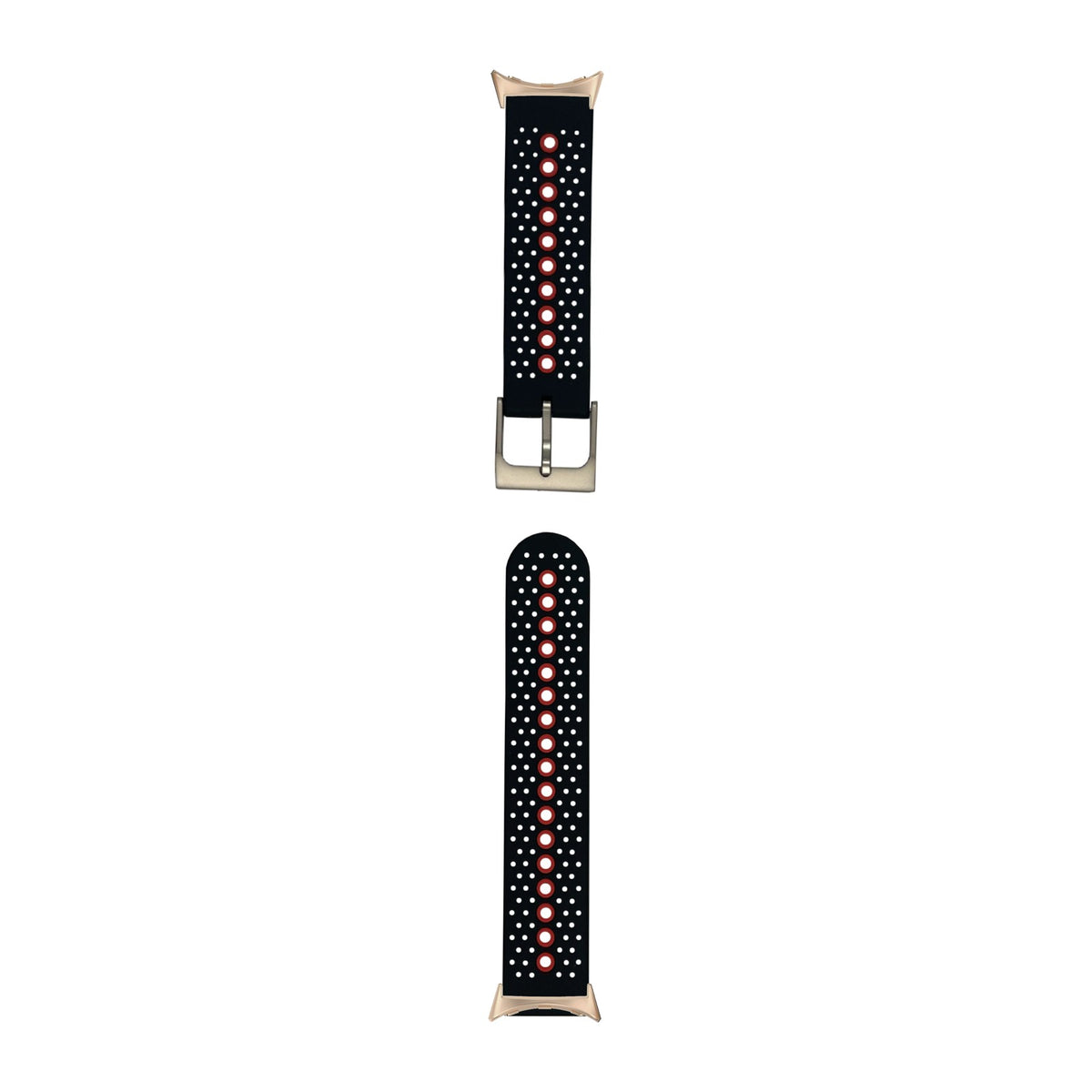 Flexi Sports Silicone 2 Black/Red Rose Gold with Google Pixel Spring Bar Adapters - Wear Any 20mm Strap! for Pixel Watch 3-5 45mm