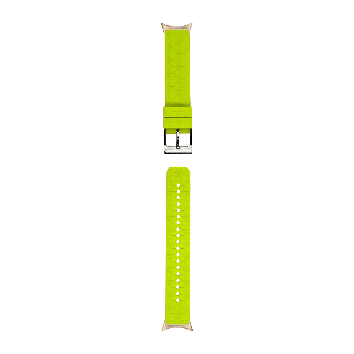Prism Silicone [Black Hardware] Lime Green Rose Gold with Google Pixel Spring Bar Adapters - Wear Any 20mm Strap! for Pixel Watch 1-5 41mm