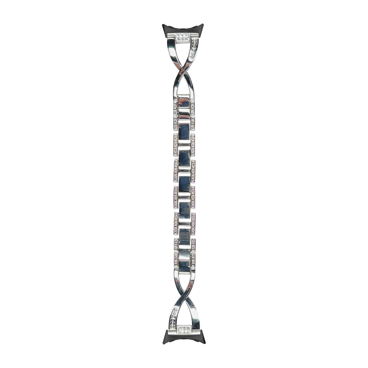Helix Bracelet Silver Black with Google Pixel Spring Bar Adapters - Wear Any 20mm Strap! for Pixel Watch 1-5 41mm