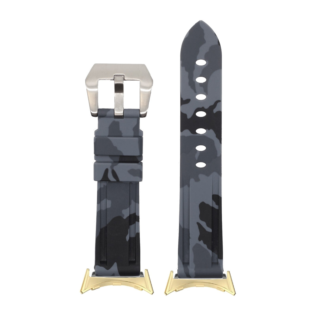 Camo Flexi Rubber - Grey Gold with Google Pixel Spring Bar Adapters - Wear Any 20mm Strap! for Pixel Watch 1-5 41mm