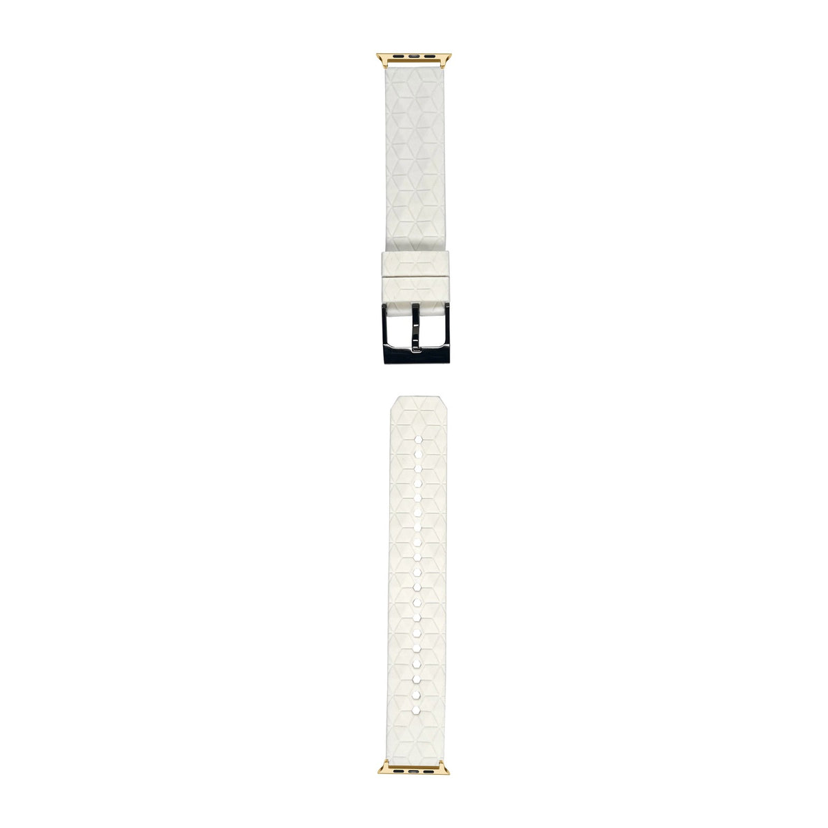 Prism Silicone [Black Hardware] White Gold with Connecters - Spring Bar Type for Apple Watch