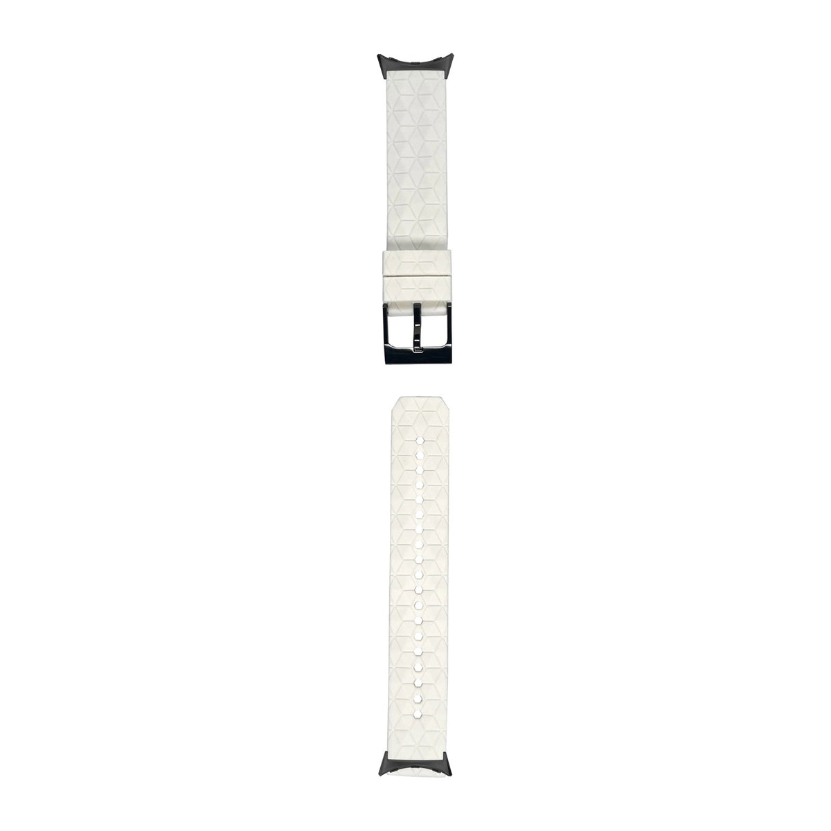 Prism Silicone [Black Hardware] White Black with Google Pixel Spring Bar Adapters - Wear Any 20mm Strap! for Pixel Watch 1-5 41mm