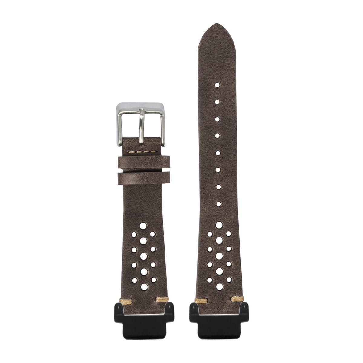 Vintage Rally Leather - Dark Brown Black with Garmin Forerunner 220/ 230/ 235/ 620/ 630/ 735XT Strap Adapters for Garmin Forerunner 220/ 230/ 235/ 620/ 630/ 735XT