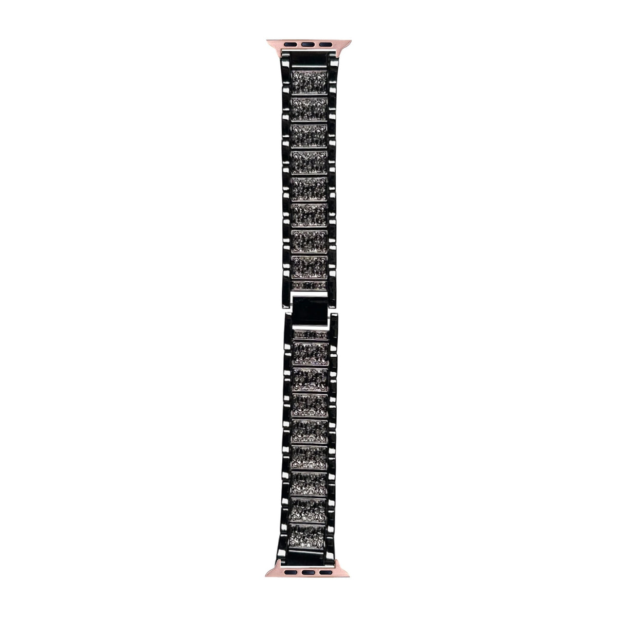Zirconia Shimmer Bracelet Black Rose Gold with Connecters - Spring Bar Type for Apple Watch