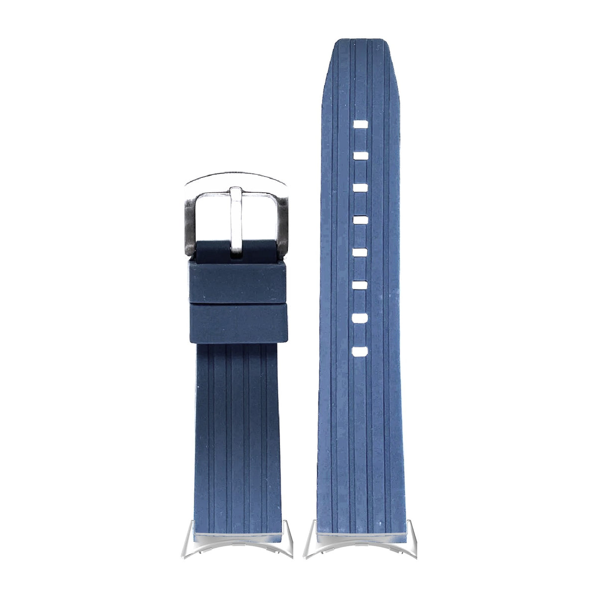Flexi Silicone 4 Blue Silver with Google Pixel Spring Bar Adapters - Wear Any 20mm Strap! for Pixel Watch 3-5 45mm