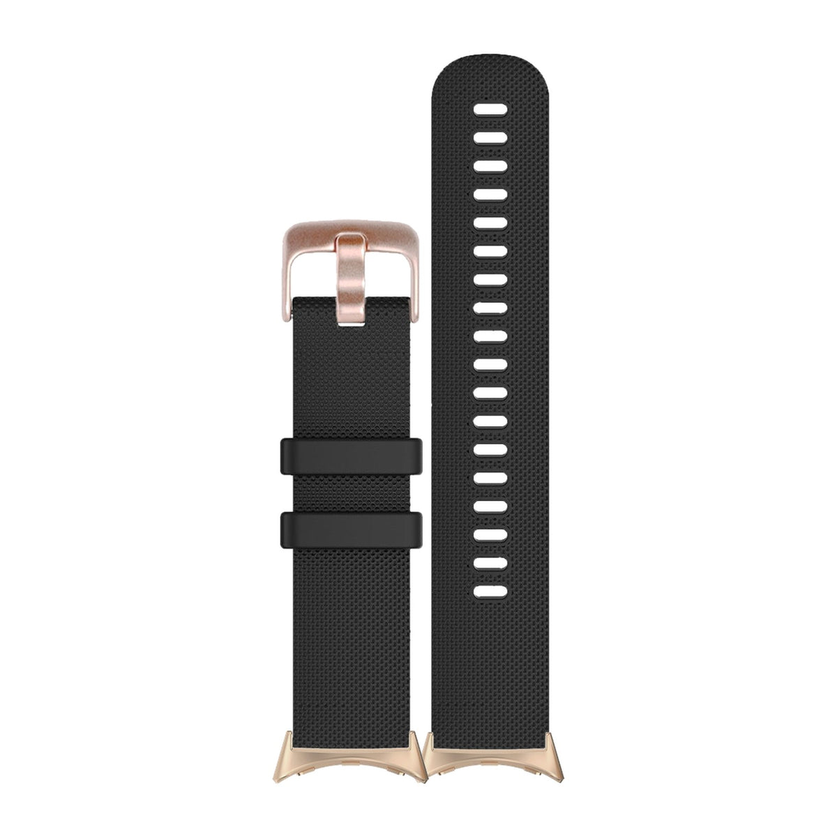 Classic Silicone Black Rose Gold Rose Gold with Google Pixel Spring Bar Adapters - Wear Any 20mm Strap! for Pixel Watch 1-5 41mm