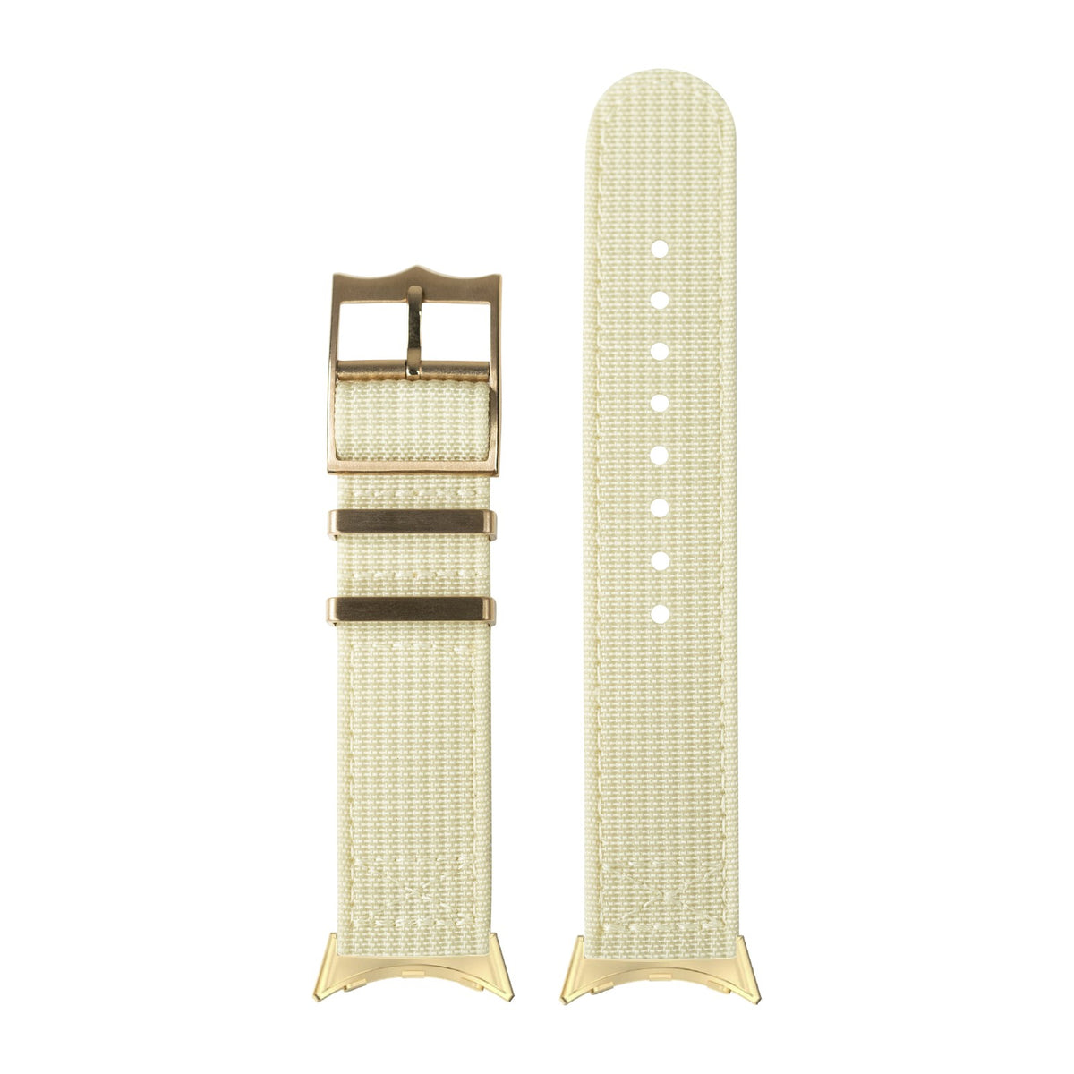 Alpha Militex - Beige Rose Gold Gold with Google Pixel Spring Bar Adapters - Wear Any 20mm Strap! for Pixel Watch 3-5 45mm