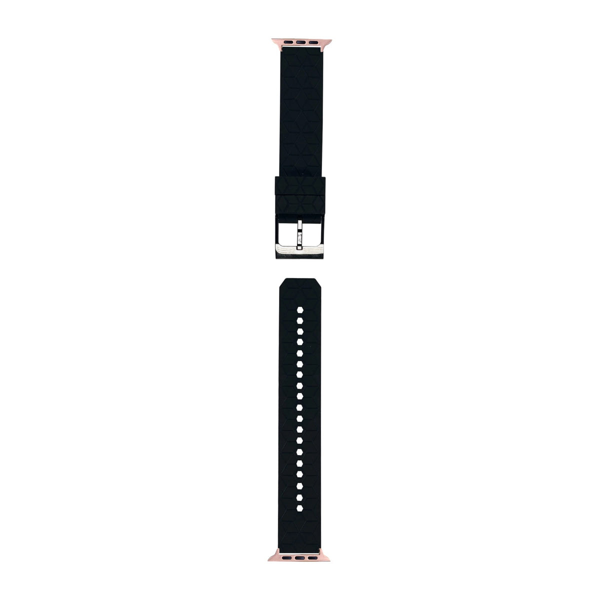 Prism Silicone [Black Hardware] Black Rose Gold with Connecters - Spring Bar Type for Apple Watch