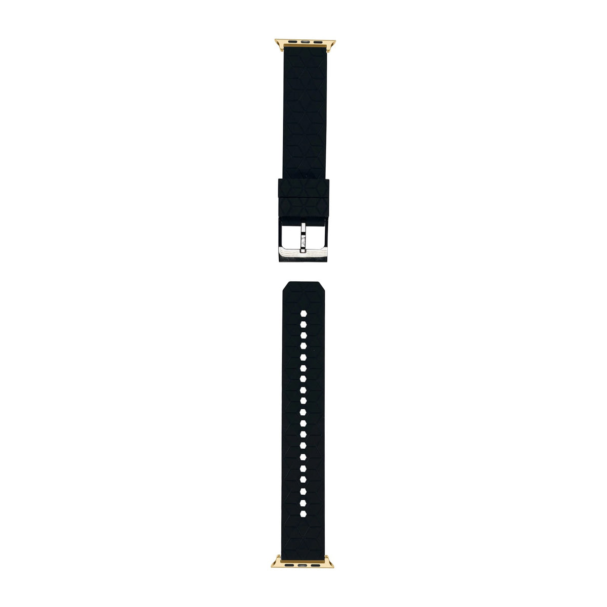 Prism Silicone [Black Hardware] Black Gold with Connecters - Spring Bar Type for Apple Watch