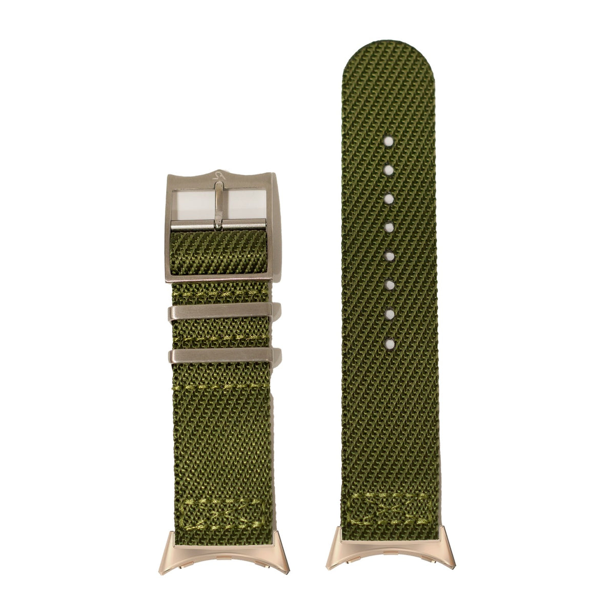 Cross Militex - Army Green Rose Gold with Google Pixel Spring Bar Adapters - Wear Any 20mm Strap! for Pixel Watch 1-5 41mm
