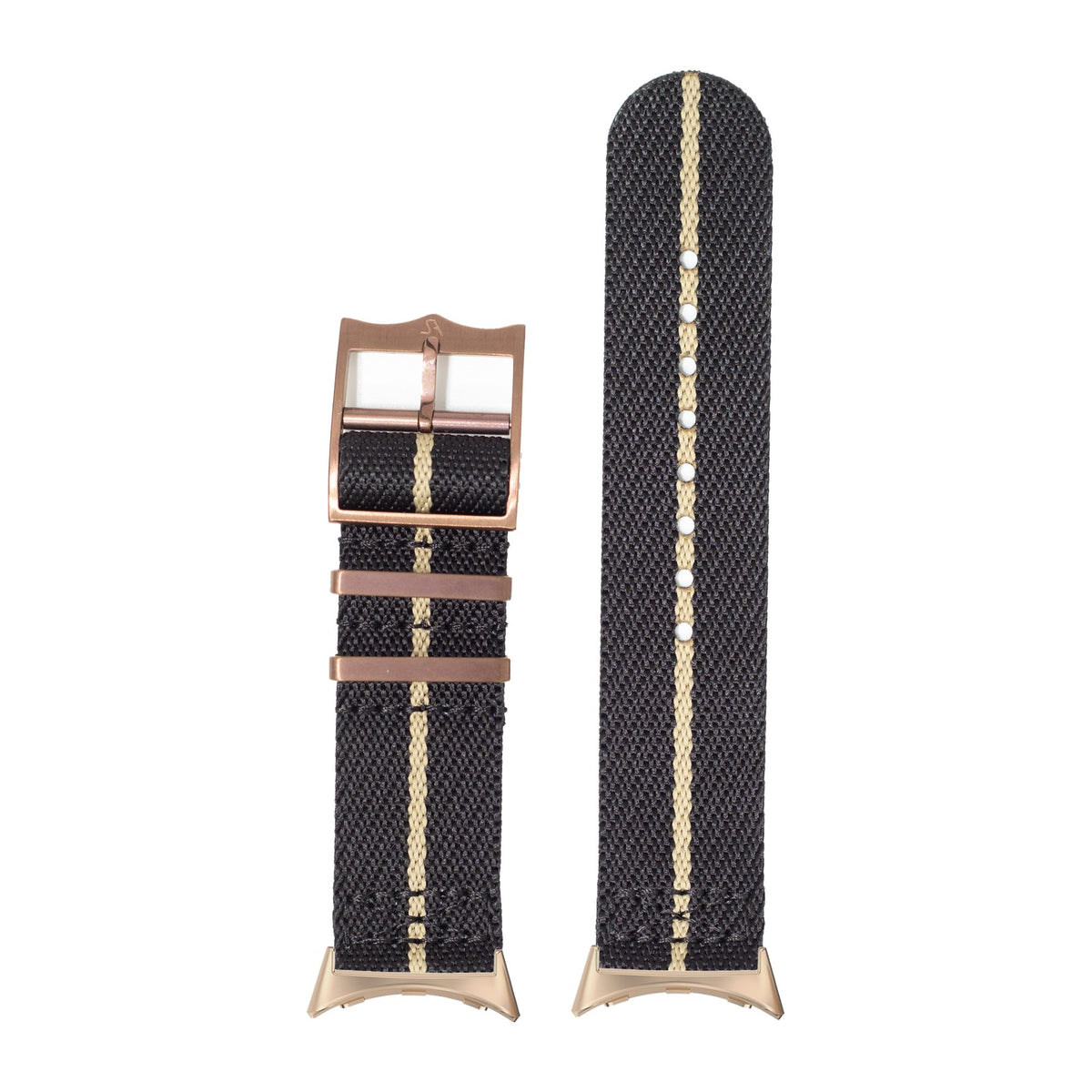 Cross Militex - Black / Wheat [Bronze Coloured Hardware] Rose Gold with Google Pixel Spring Bar Adapters - Wear Any 20mm Strap! for Pixel Watch 3-5 45mm