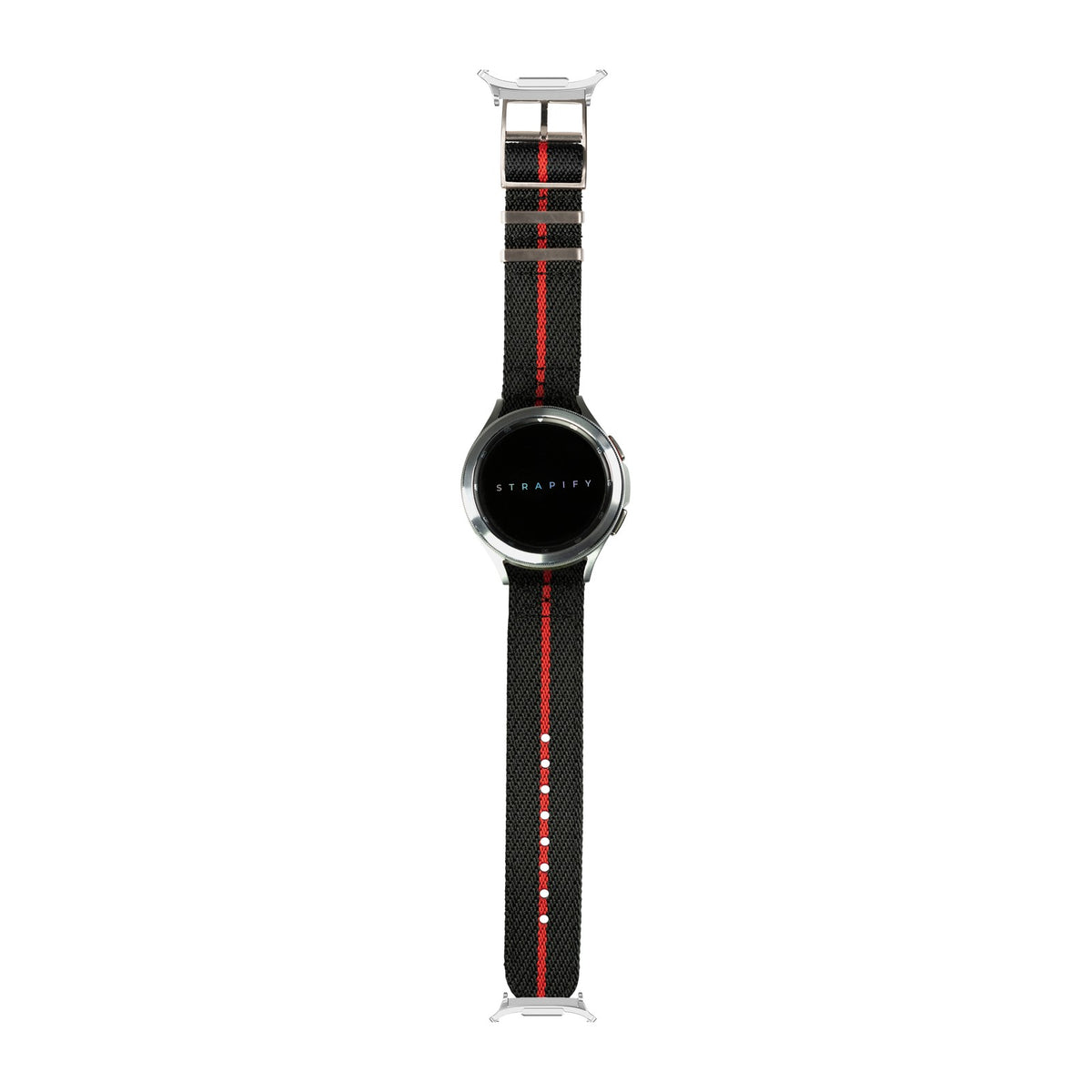 Cross Militex - Black and Red Stripe Silver with Strap Adapter for Galaxy Watch 8-9/Ultra