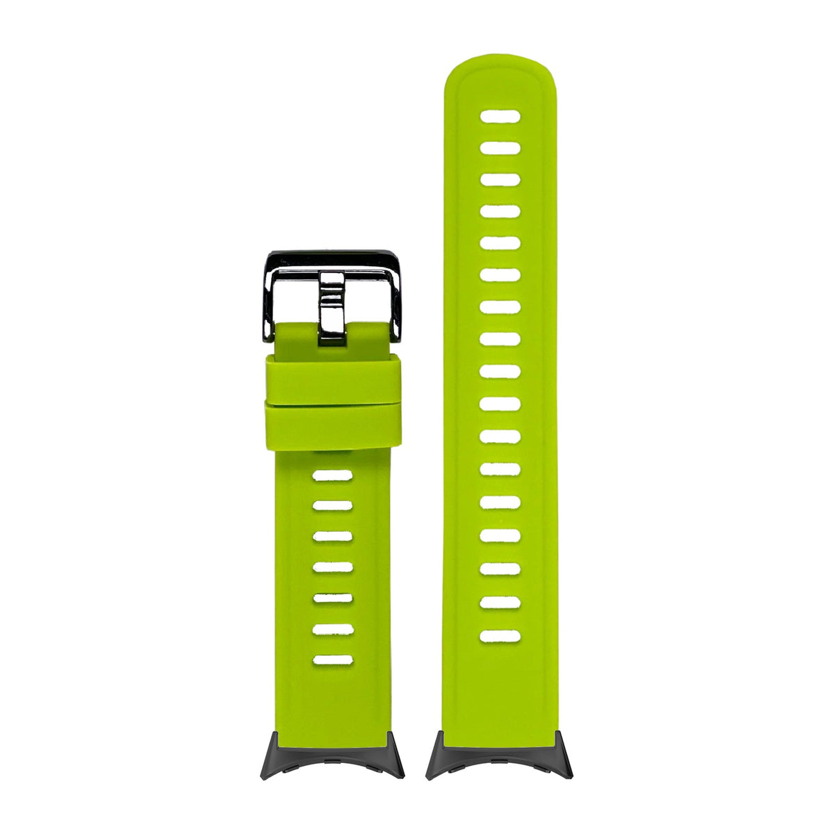 Flexi Silicone 3 Lime Green Black with Black Hardware with Google Pixel Spring Bar Adapters - Wear Any 20mm Strap! for Pixel Watch 3-5 45mm