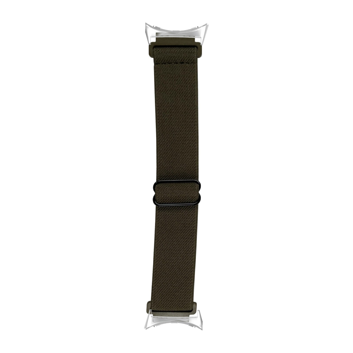 Weaved Elastic Loop Army Green Silver with Google Pixel Spring Bar Adapters - Wear Any 20mm Strap! for Pixel Watch 1-5 41mm