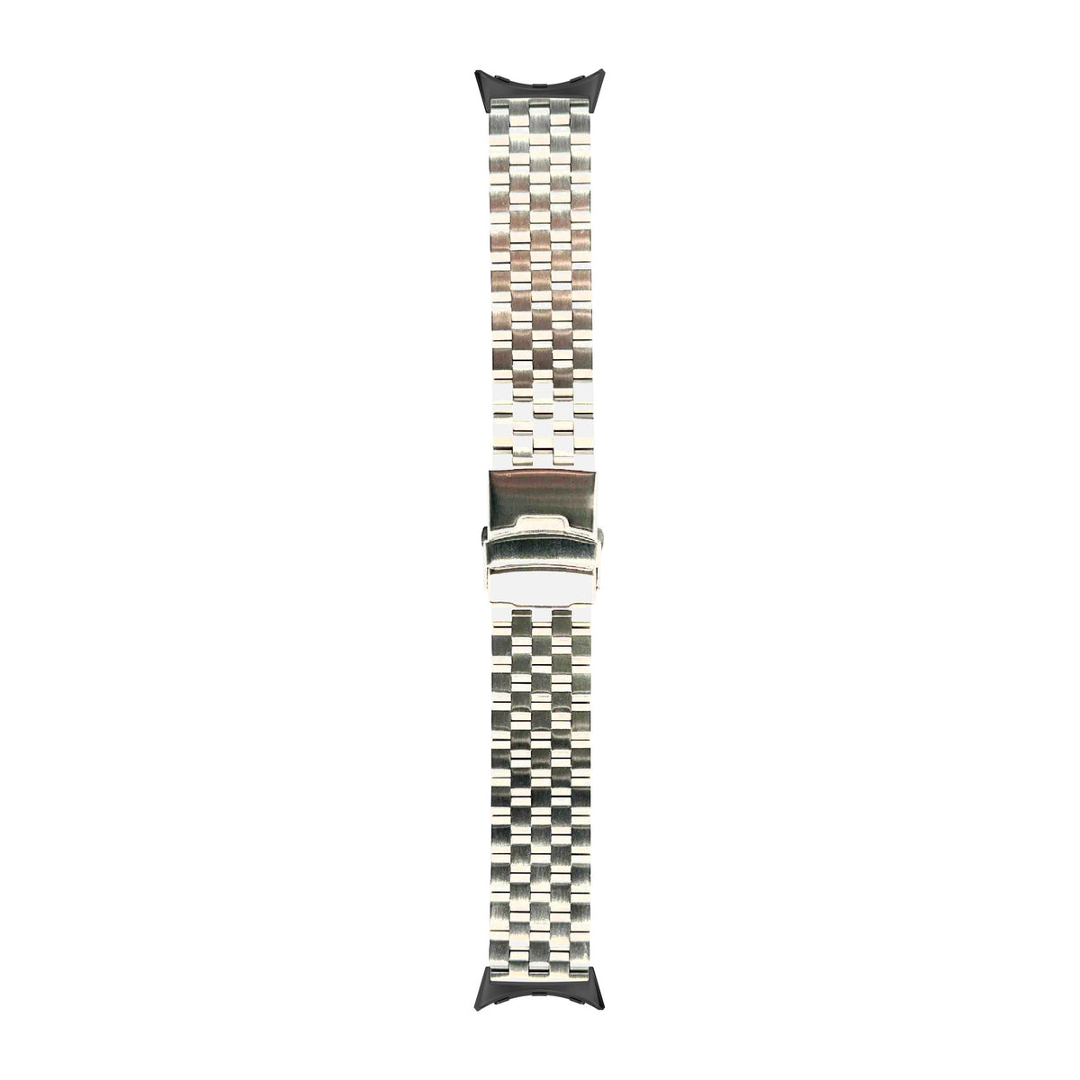 Engineer Bracelet - Folding Deployant Clasp - Silver Black with Google Pixel Spring Bar Adapters - Wear Any 20mm Strap! for Pixel Watch 3-5 45mm