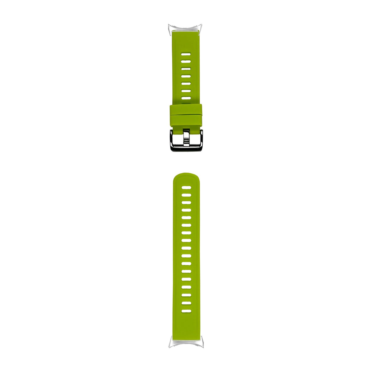 Flexi Silicone 3 Lime Green Silver with Black Hardware with Google Pixel Spring Bar Adapters - Wear Any 20mm Strap! for Pixel Watch 3-5 45mm