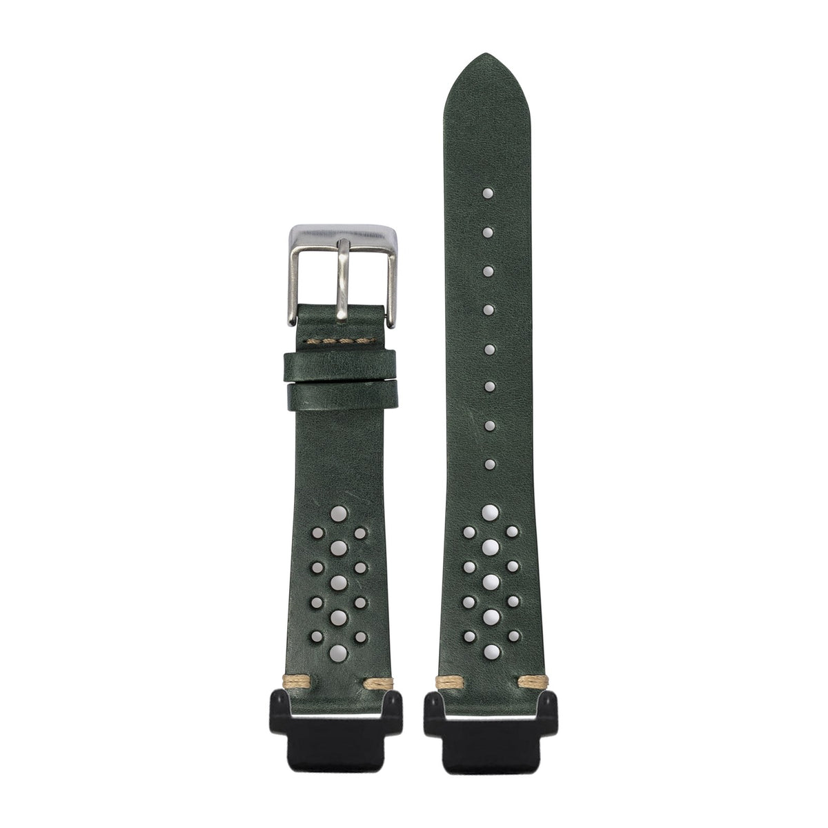 Vintage Rally Leather - Forest Green Black with Garmin Forerunner 220/ 230/ 235/ 620/ 630/ 735XT Strap Adapters for Garmin Forerunner 220/ 230/ 235/ 620/ 630/ 735XT
