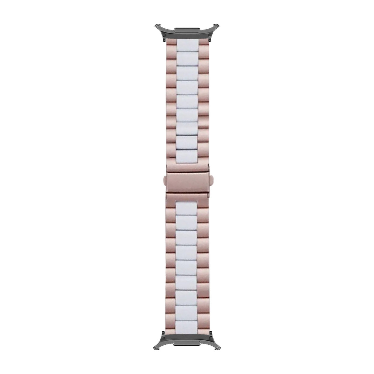 Steel Bracelet Grey with Deployant Clasp - Rose Gold/White with Strap Adapter for Galaxy Watch 8-9/Ultra