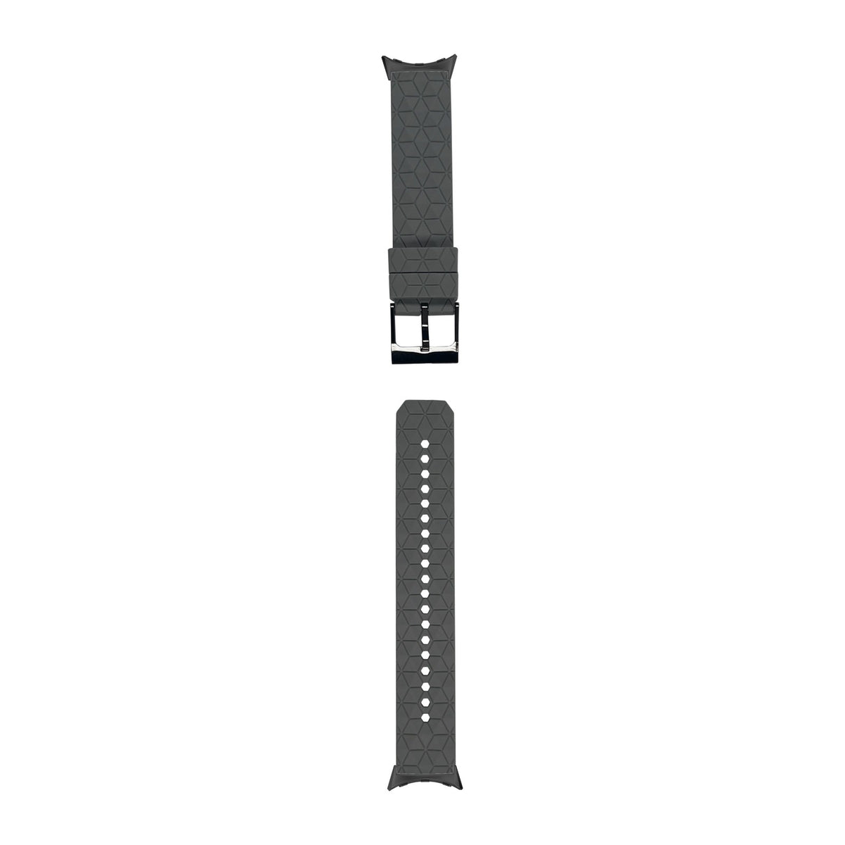 Prism Silicone [Black Hardware] Grey Black with Google Pixel Spring Bar Adapters - Wear Any 20mm Strap! for Pixel Watch 1-5 41mm