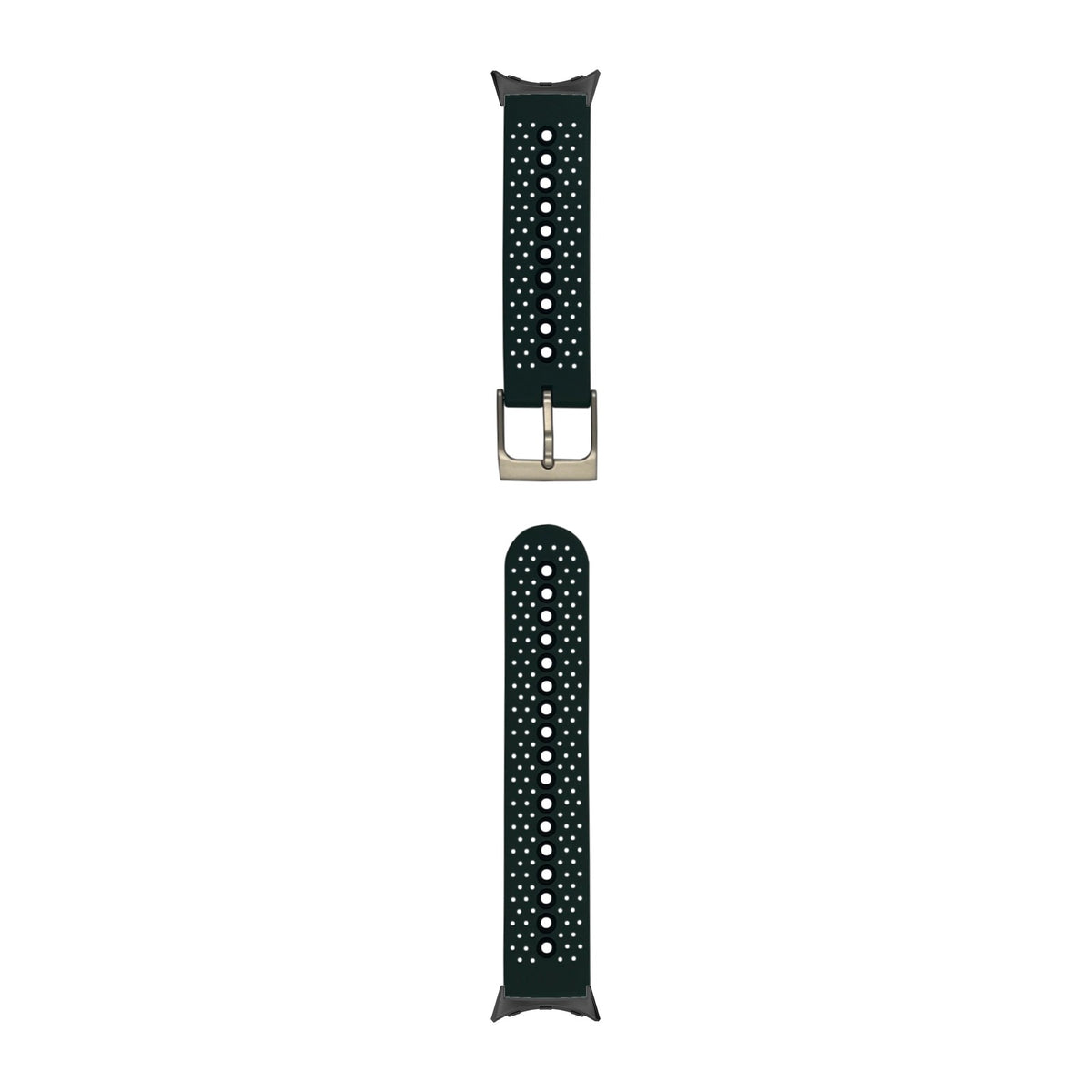 Flexi Sports Silicone 2 Forest Green Black with Google Pixel Spring Bar Adapters - Wear Any 20mm Strap! for Pixel Watch 3-5 45mm