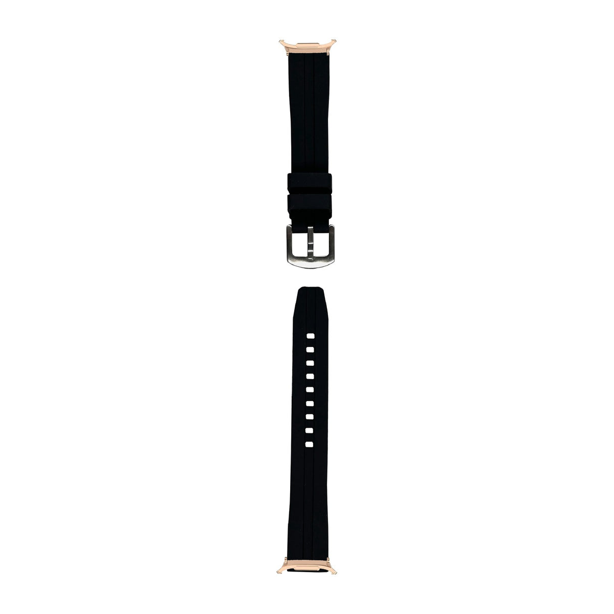 Large Silicone - Black Rose Gold with Strap Adapter for Galaxy Watch 8-9/Ultra