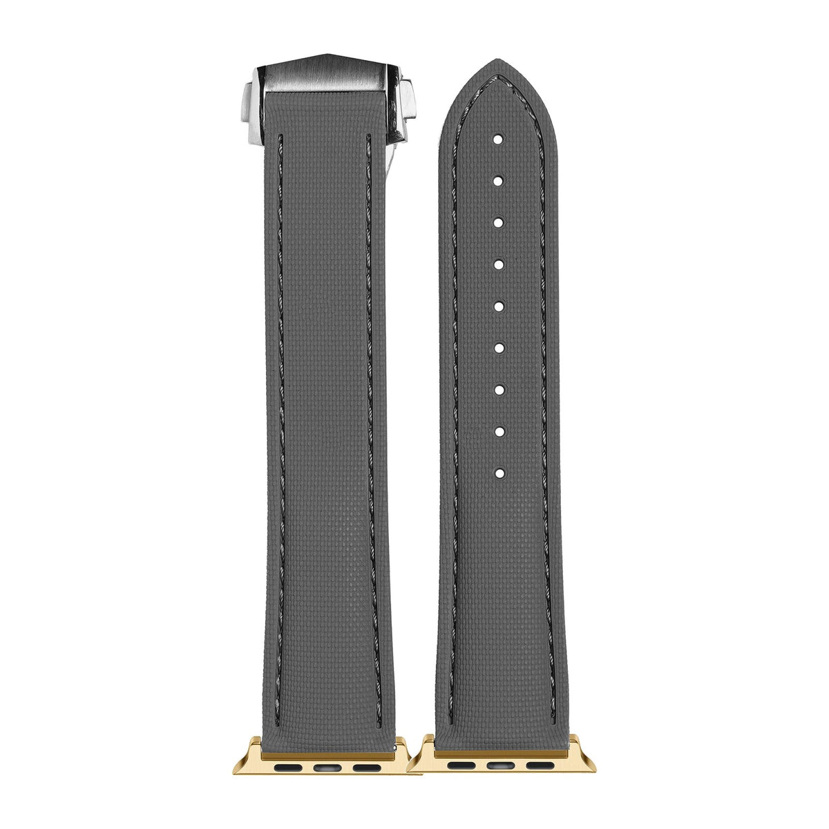 Textured FKM Rubber Grey Gold with Connecters - Spring Bar Type for Apple Watch