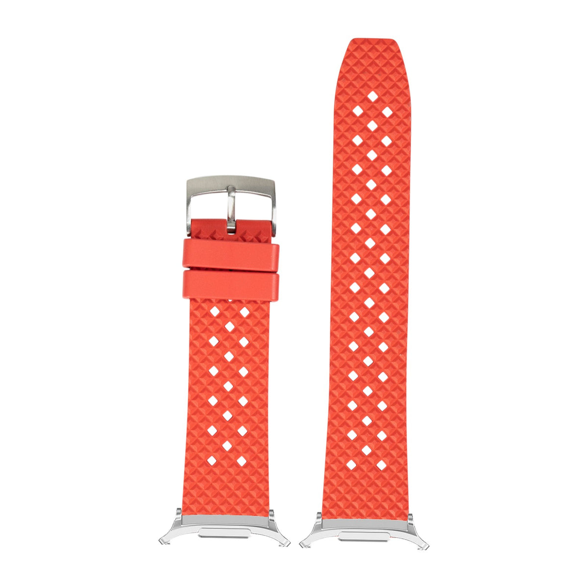 King Honeycomb FKM Rubber - Red Silver with Strap Adapter for Galaxy Watch 8-9/Ultra