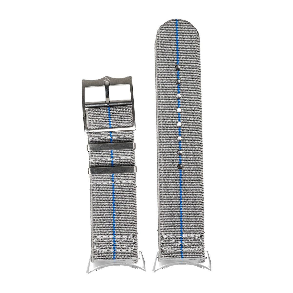ElastoFlex - Grey/Blue Silver with Google Pixel Spring Bar Adapters - Wear Any 20mm Strap! for Pixel Watch 3-5 45mm