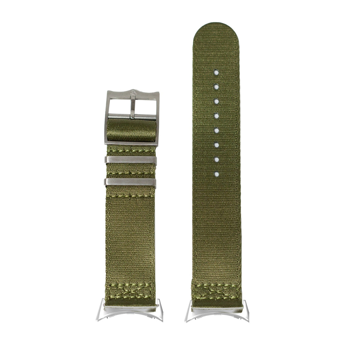 Ultra Militex - Army Green Silver with Google Pixel Spring Bar Adapters - Wear Any 20mm Strap! for Pixel Watch 1-5 41mm