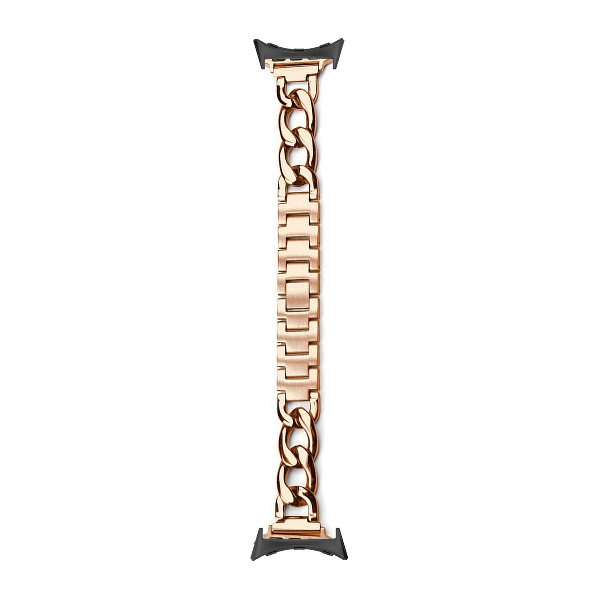 Chain Link Bracelet - Rose Gold Black with Google Pixel Spring Bar Adapters - Wear Any 20mm Strap! for Pixel Watch 1-5 41mm