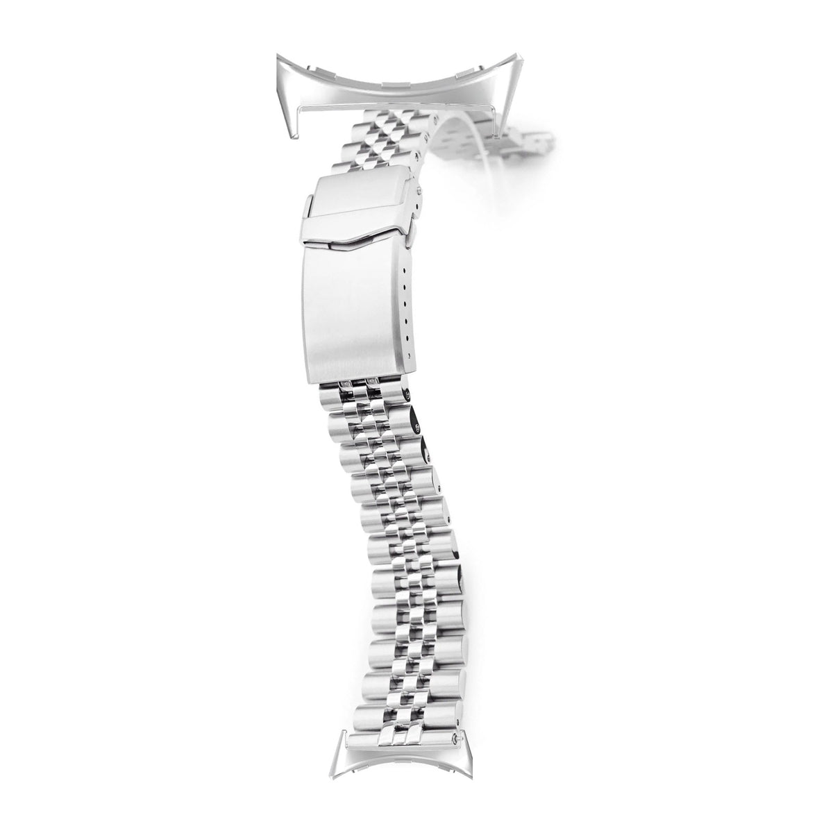 Super-Jub II Steel Bracelet Silver with V-Clasp with Google Pixel Spring Bar Adapters - Wear Any 20mm Strap! for Pixel Watch 1-5 41mm