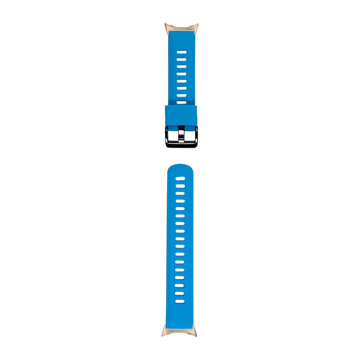 Flexi Silicone 3 Sky Blue Rose Gold with Black Hardware with Google Pixel Spring Bar Adapters - Wear Any 20mm Strap! for Pixel Watch 1-5 41mm