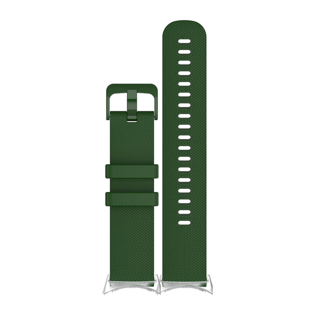 Classic Silicone Forest Green Matching Silver with Google Pixel Spring Bar Adapters - Wear Any 20mm Strap! for Pixel Watch 3-5 45mm