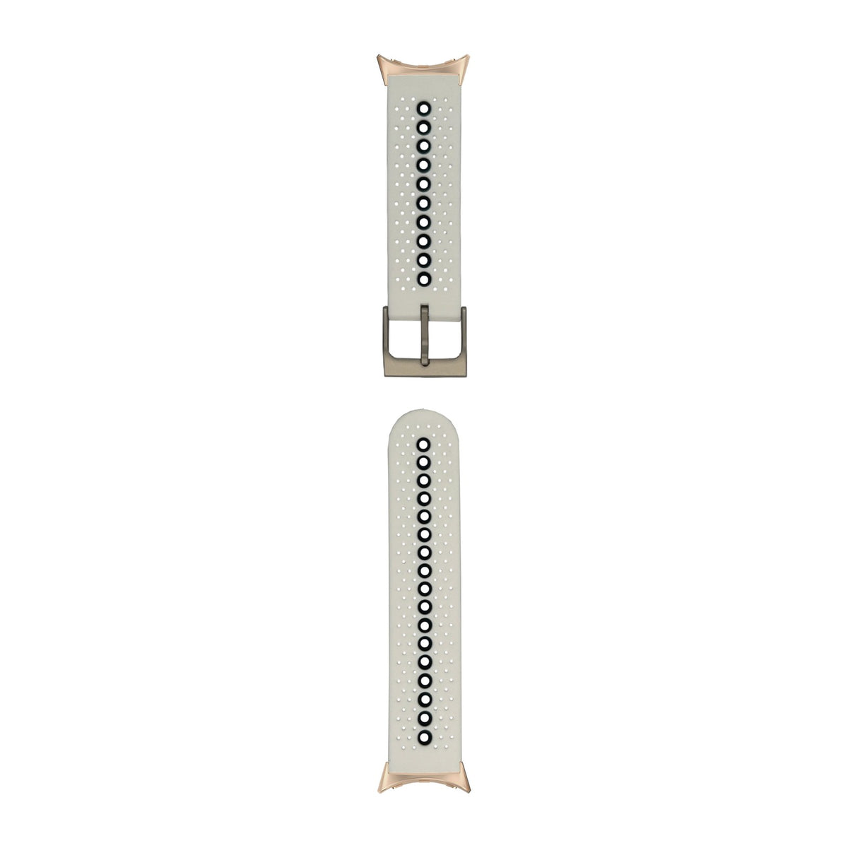 Flexi Sports Silicone 2 White Rose Gold with Google Pixel Spring Bar Adapters - Wear Any 20mm Strap! for Pixel Watch 3-5 45mm