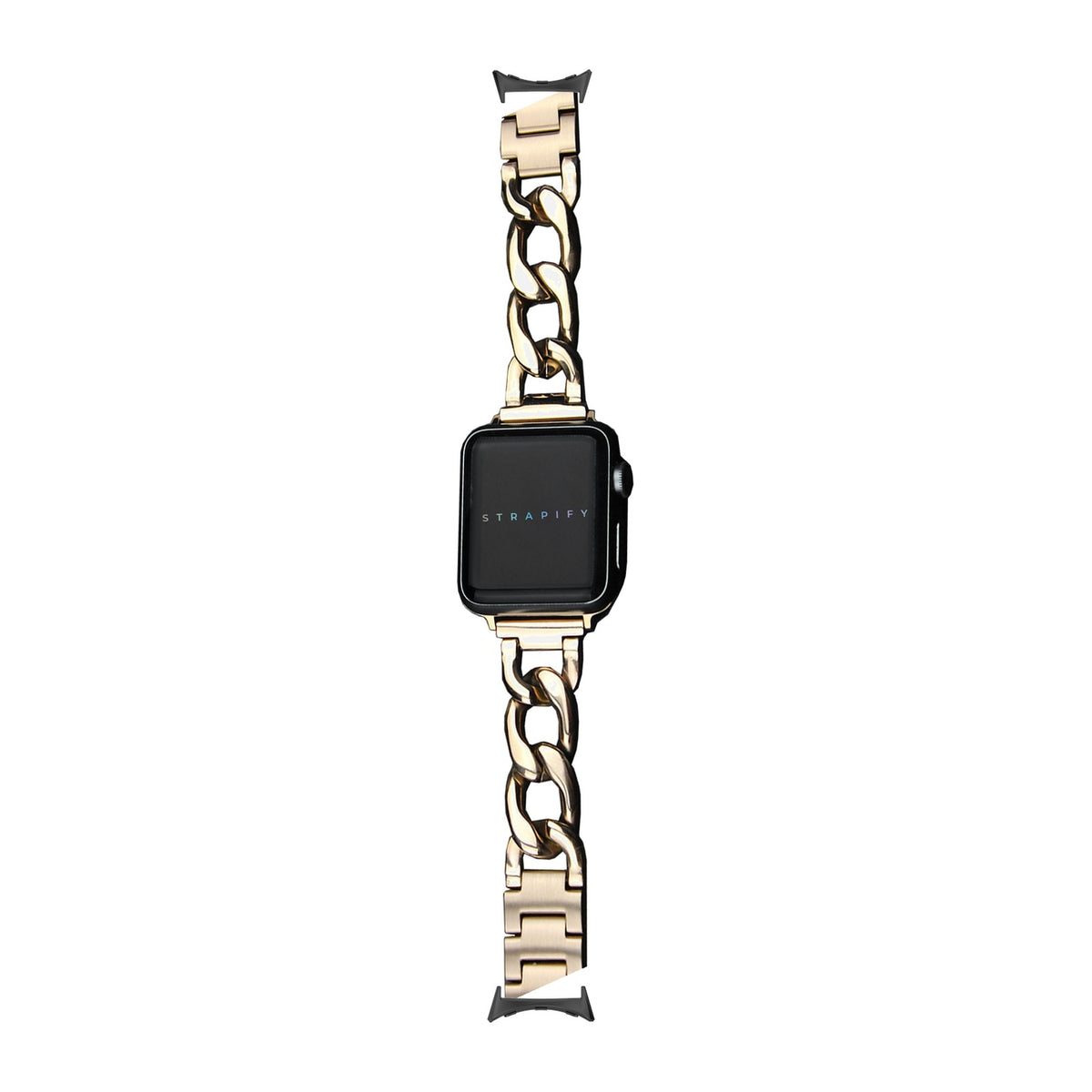 Chain Link Bracelet - Gold Black with Google Pixel Spring Bar Adapters - Wear Any 20mm Strap! for Pixel Watch 1-5 41mm