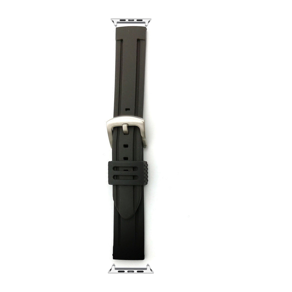 Navigator Silicone Strap Silver with Connecters - Spring Bar Type for Apple Watch