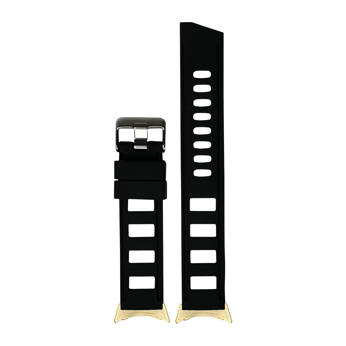 Iso Silicone Black Gold with Google Pixel Spring Bar Adapters - Wear Any 20mm Strap! for Pixel Watch 3-5 45mm