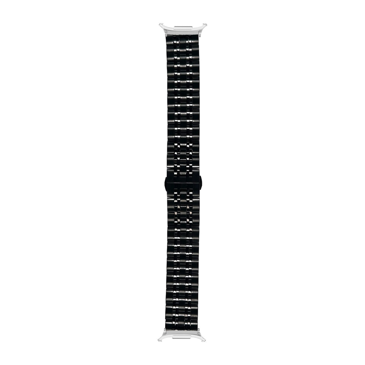 Steel Bracelet (Black) - Deployant Clasp 2 Silver with Strap Adapter for Galaxy Watch 8-9/Ultra